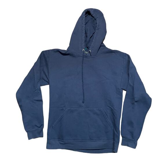 Blank Fruit of the Loom Blue Hoodie Size Small - Picture 1 of 4